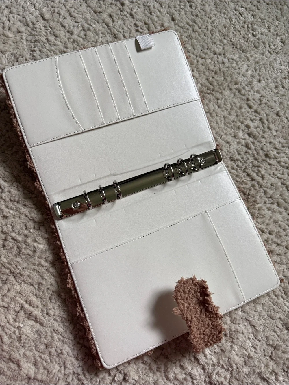 Handmade Cozy Fuzzy Journal Cover with Bow Charm - Taupe